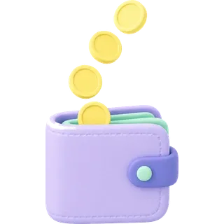 Una billetera con monedas saliendo