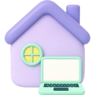 Una casa con una laptop abierta enfrente