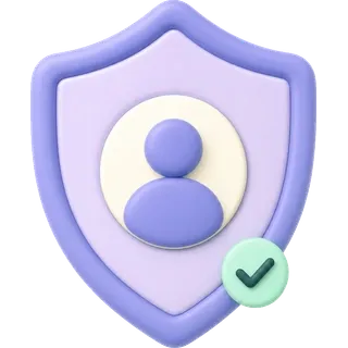 Un escudo con un perfil y un visto de verificación